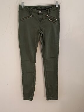 Vanilla Star Olive Green Skinny Pants with Front Zippers
